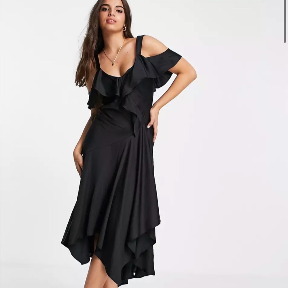 ASOS Topshop Premium Spliced Occasion Dress in Black // NWT